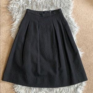 Black Pleated Midi Skirt